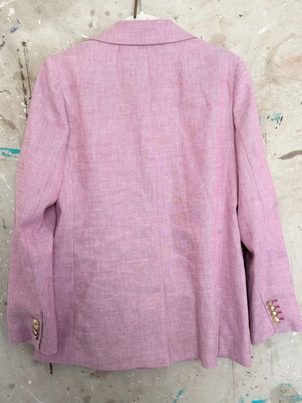 J Crew Bristol Blazer in Stretch Linen Blend, Vintage Raspberry White - Picture 6 of 7